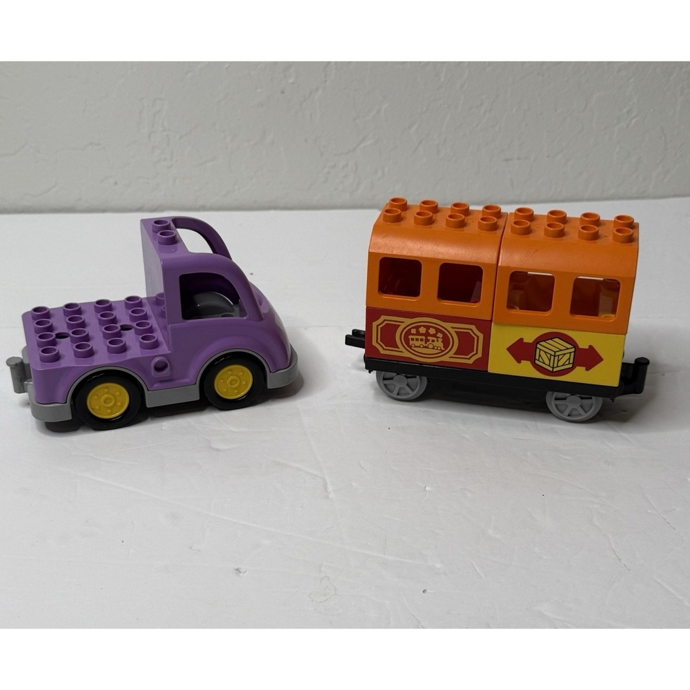 LEGO Duplo Train Car Coach Cabin & Purple Flat Bed Truck Collect Child Toy Used‎